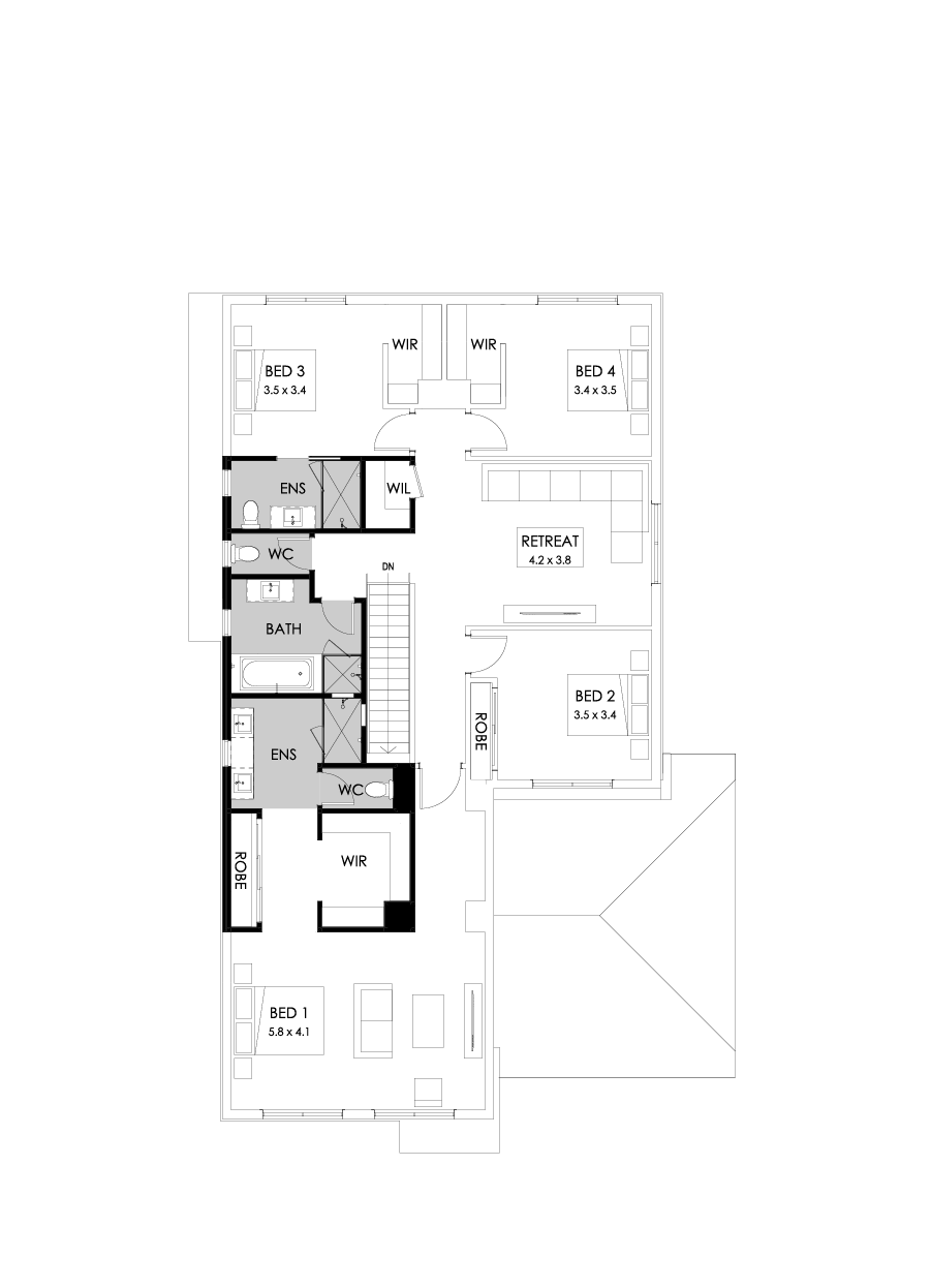 39 First Floor Floorplan (Additional ensuite - Flipped)
