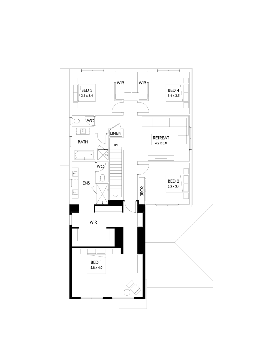 39 First Floor Floorplan (Alternate bed 1  - Flipped)