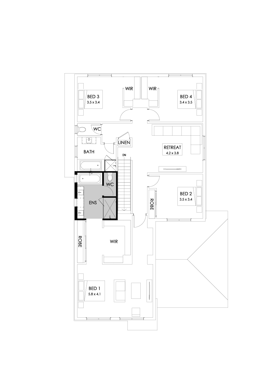 39 First Floor Floorplan (Bath to ensuite - Flipped)