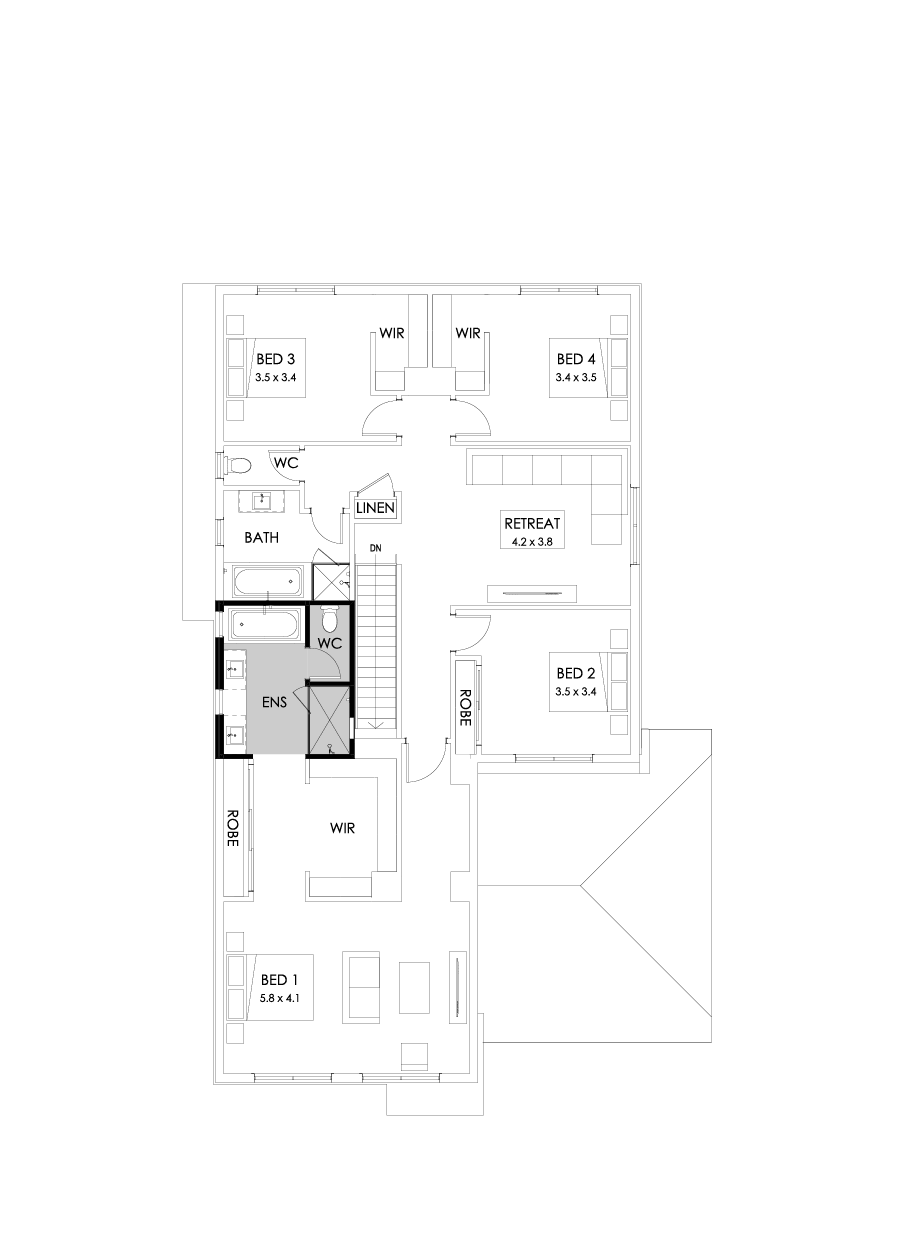 39 First Floor Floorplan (Bath to ensuite - Flipped)