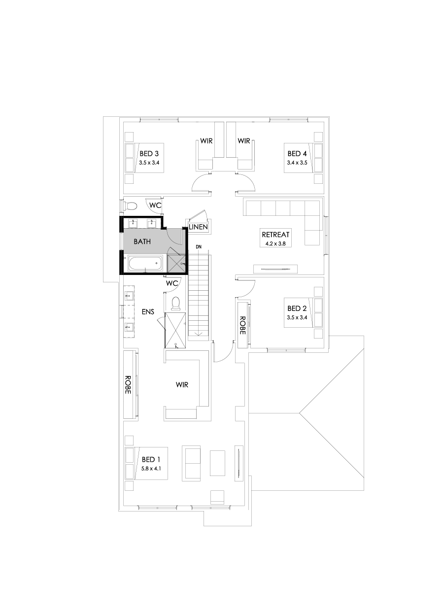 39 First Floor Floorplan (Bathroom upgrade - Flipped)