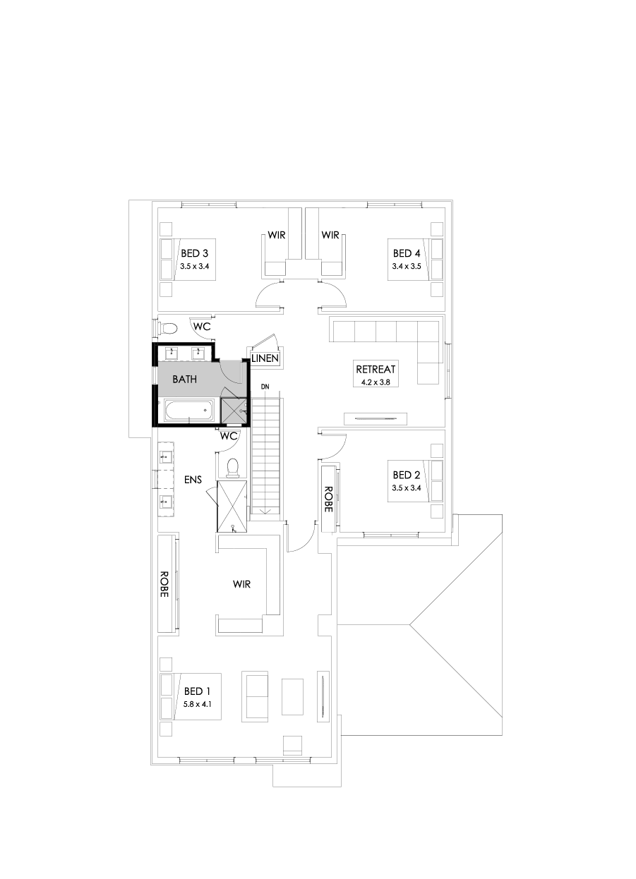 39 First Floor Floorplan (Bathroom upgrade - Flipped)