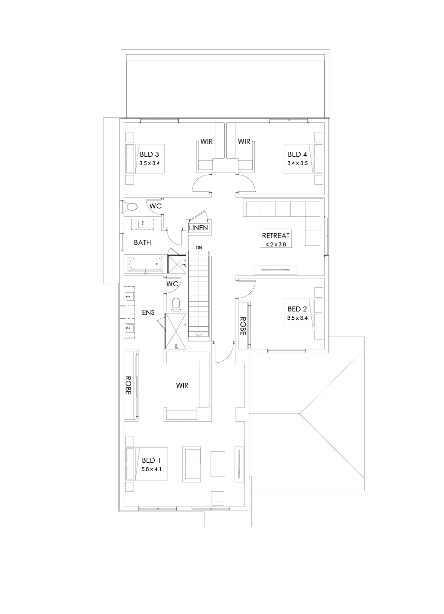 39 First Floor Floorplan (Larger kitchen and dining - Flipped)