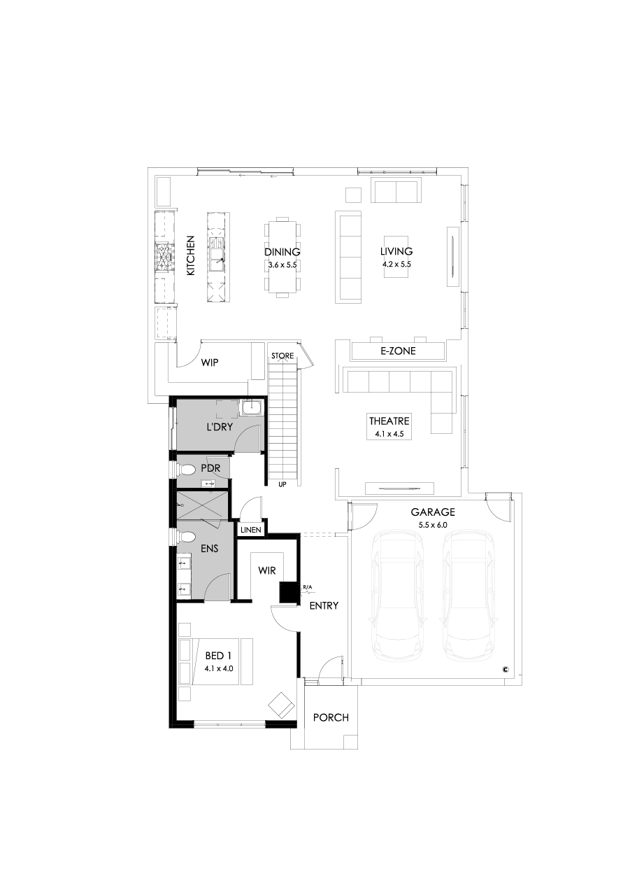 39 Ground Floor Floorplan (Additional bed 1 - Flipped)