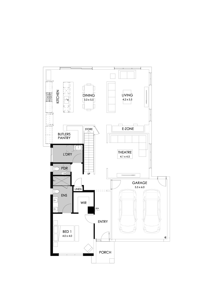 39 Ground Floor Floorplan (Additional bed 1 - Flipped)