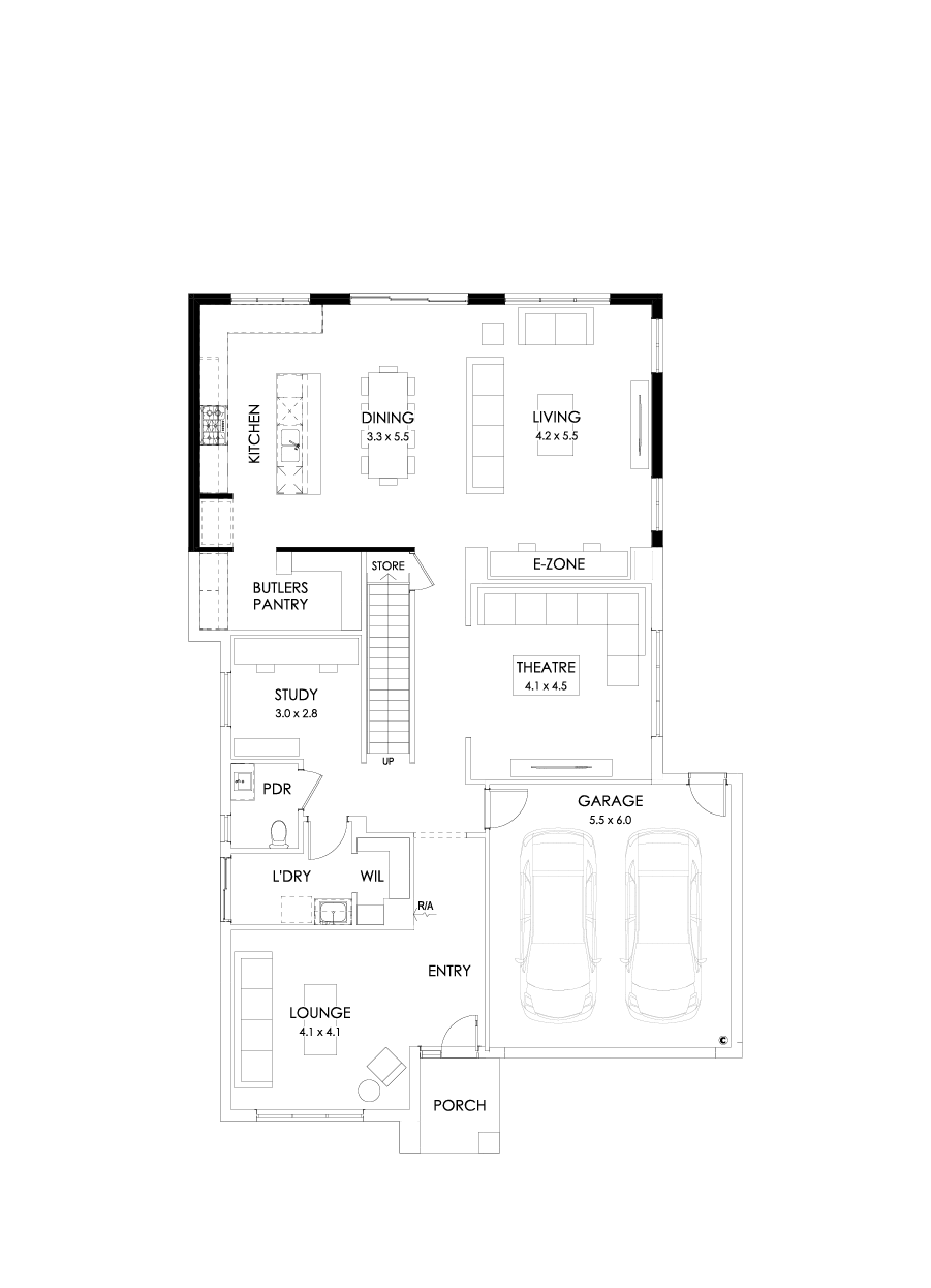 39 Ground Floor Floorplan (Alternate kitchen - Flipped)
