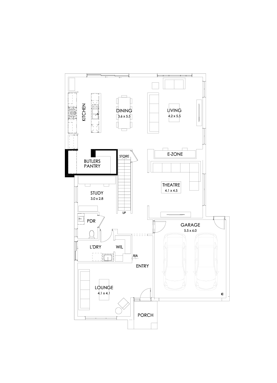 39 Ground Floor Floorplan (Butler's pantry - Included - Flipped)