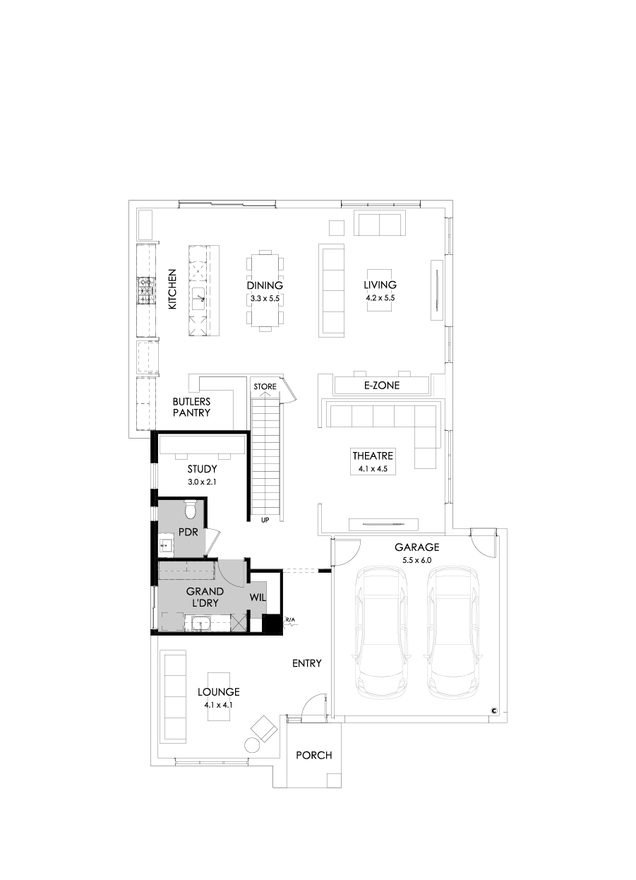 39 Ground Floor Floorplan (Grand laundry - Flipped)