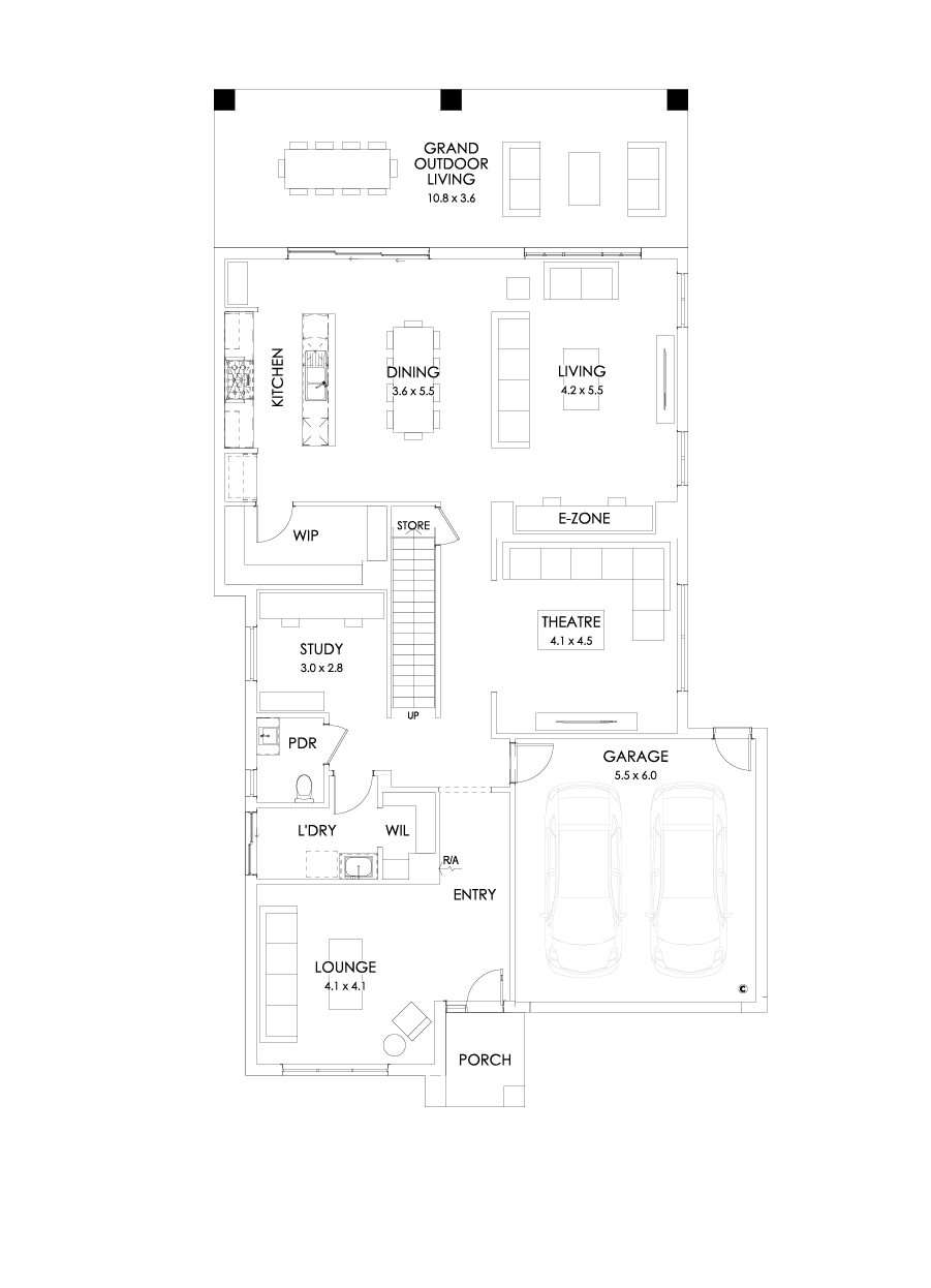 39 Ground Floor Floorplan (Grand outdoor living - Flipped)