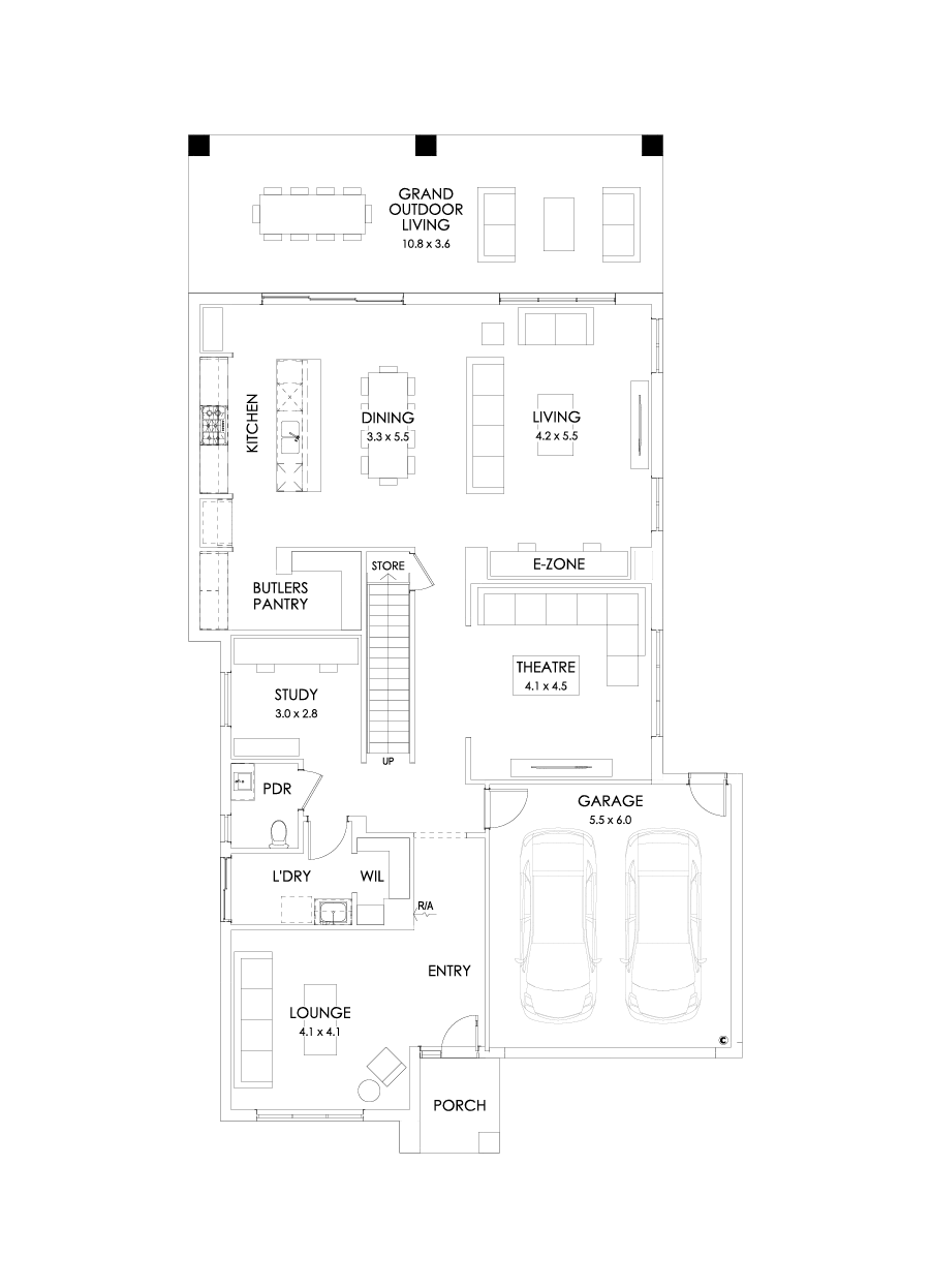 39 Ground Floor Floorplan (Grand outdoor living - Flipped)
