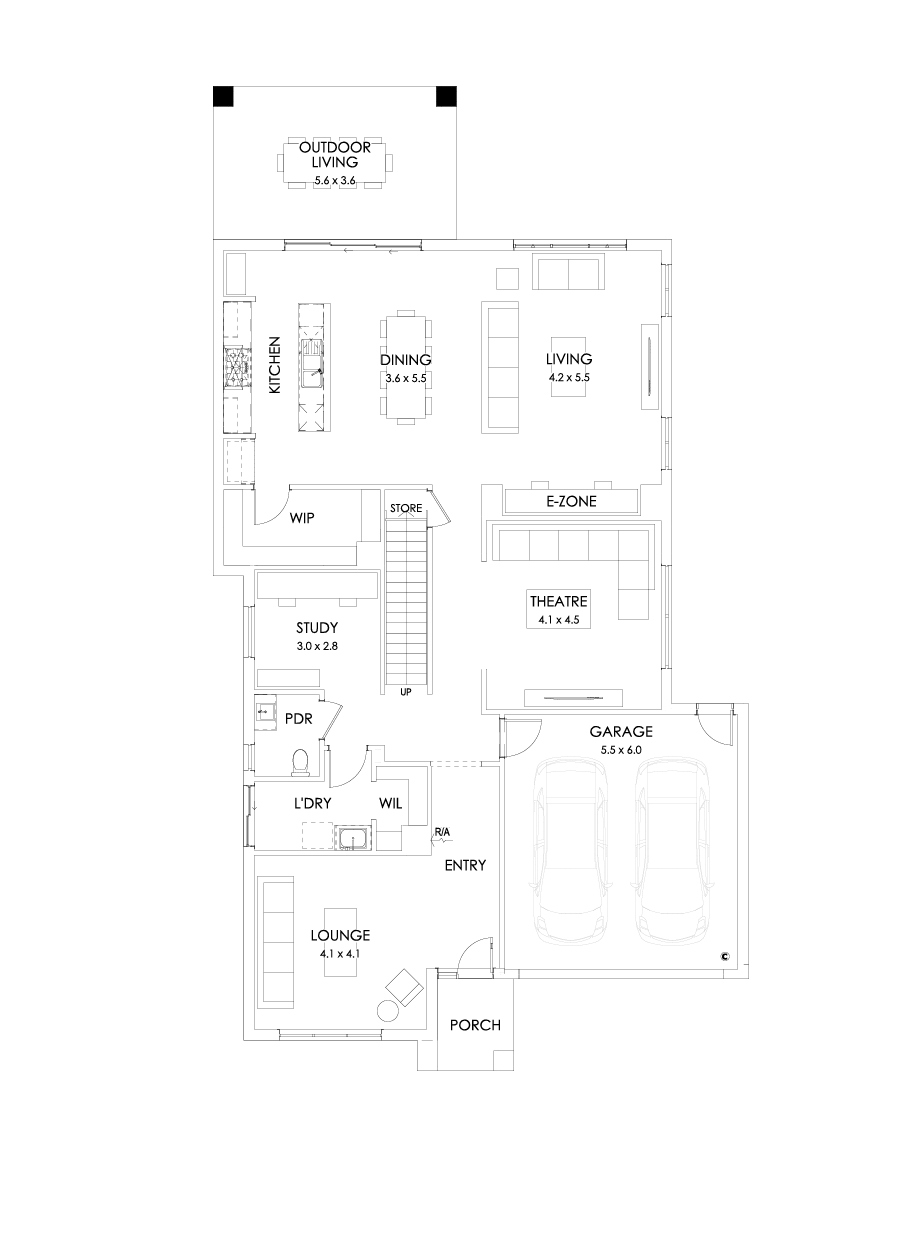 39 Ground Floor Floorplan (Outdoor living - Flipped)