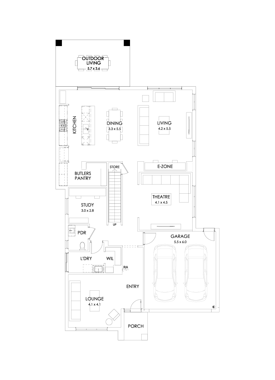 39 Ground Floor Floorplan (Outdoor living - Flipped)