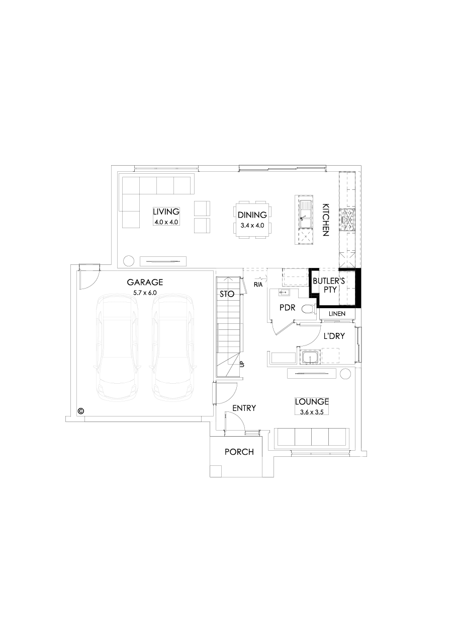 27 Ground Floor Floorplan (Butler's pantry - Included)