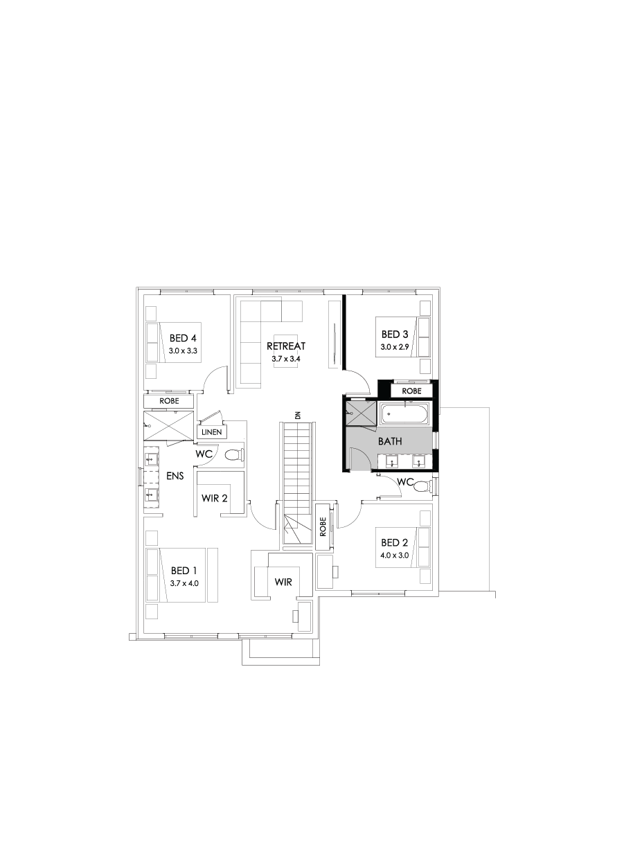 27 First Floor Floorplan (Bathroom upgrade - Flipped)