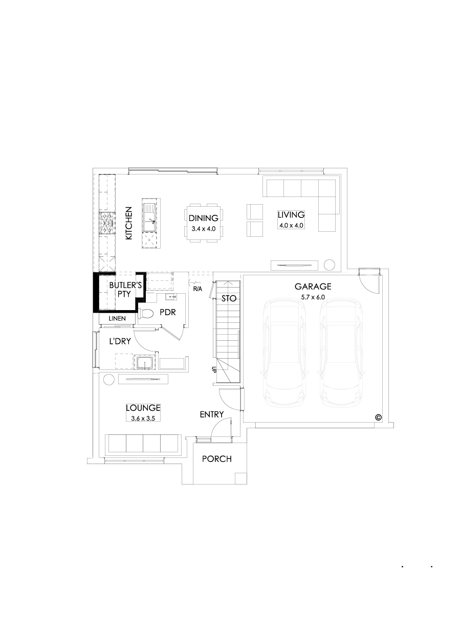 27 Ground Floor Floorplan (Butler's pantry - Included - Flipped)