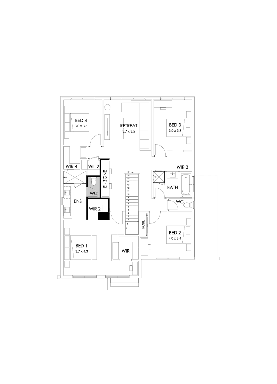 31 First Floor Floorplan (Larger living - Flipped)