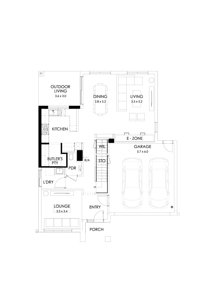 31 Ground Floor Floorplan (Butler's pantry - Included - Flipped)