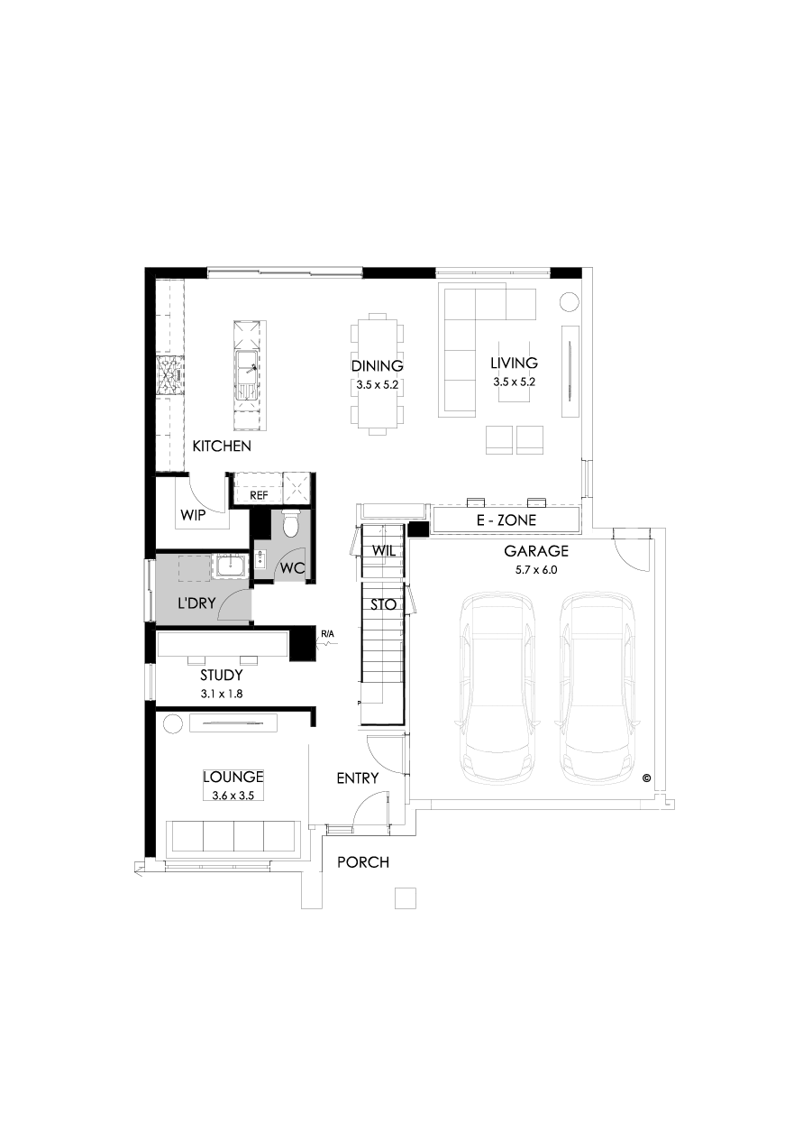 31 Ground Floor Floorplan (Larger living - Flipped)