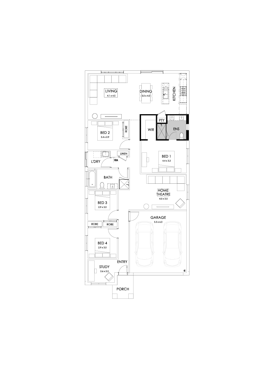 22  Floor Floorplan (Ensuite upgrade - Flipped)