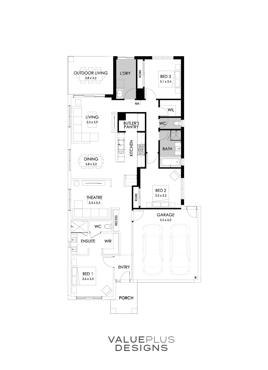 23  Floor Floorplan (3 bedroom - Flipped)