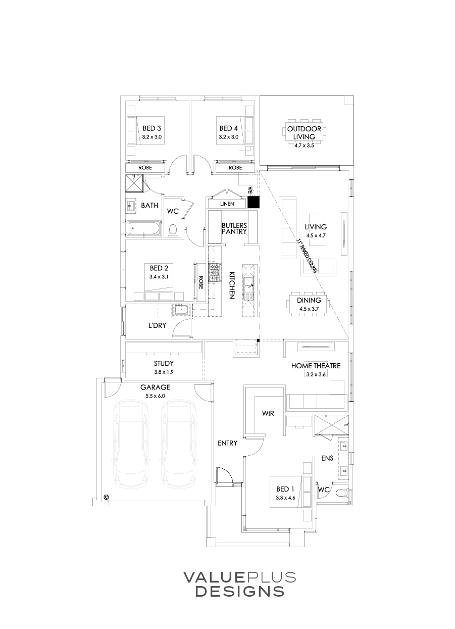 27  Floor Floorplan (Skillion Raked Ceiling)
