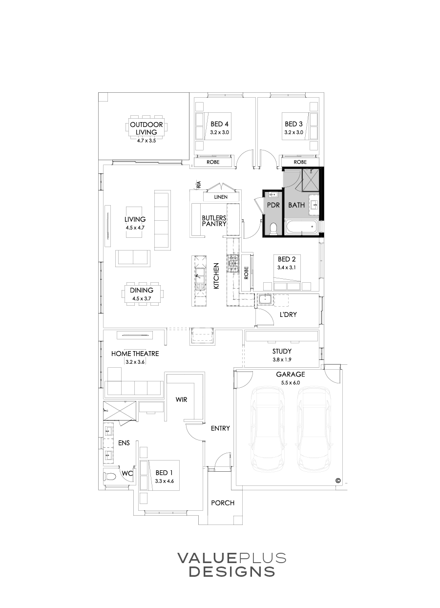 27  Floor Floorplan (Powder Room Bathroom Update  - Flipped)