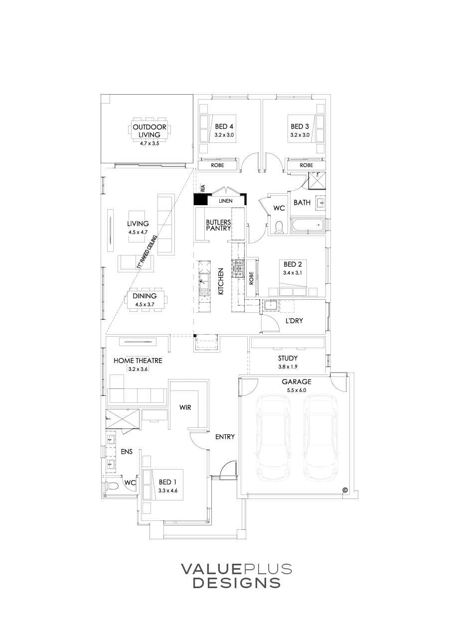 27  Floor Floorplan (Skillion Raked Ceiling - Flipped)