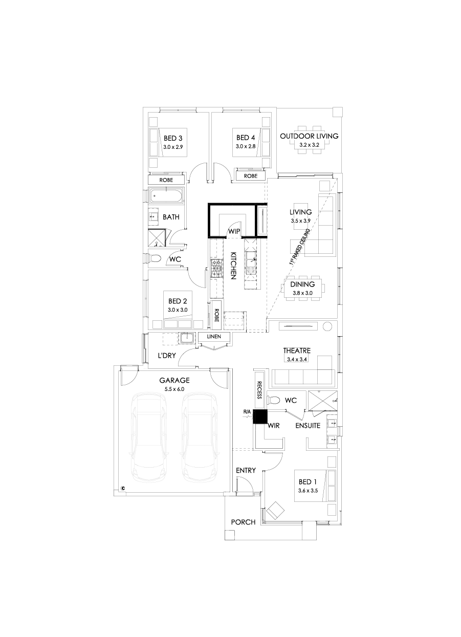 23  Floor Floorplan (Skillion raked ceiling)