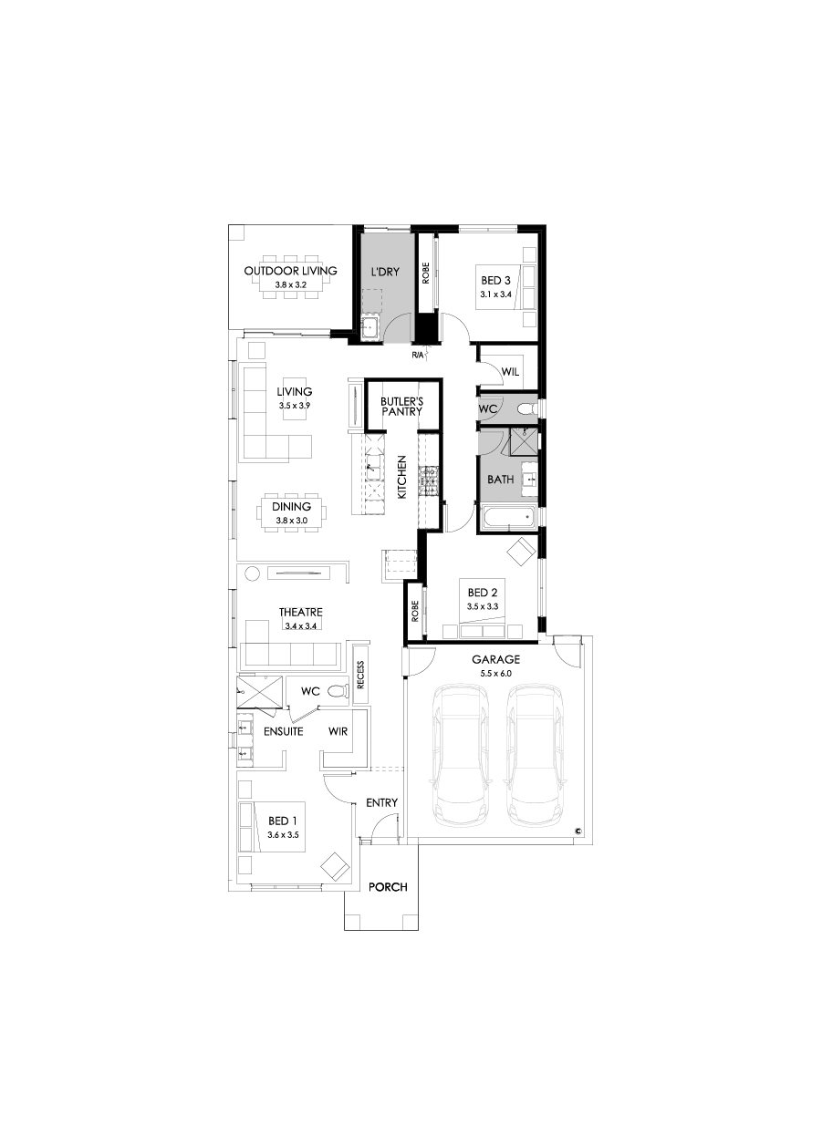 23  Floor Floorplan (3 bedrooms - Flipped)
