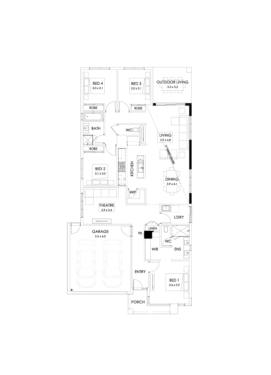 24  Floor Floorplan (Skillion raked ceiling)