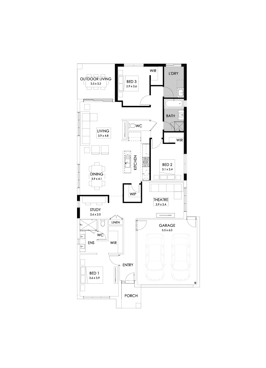 24  Floor Floorplan (3 bedrooms - Flipped)