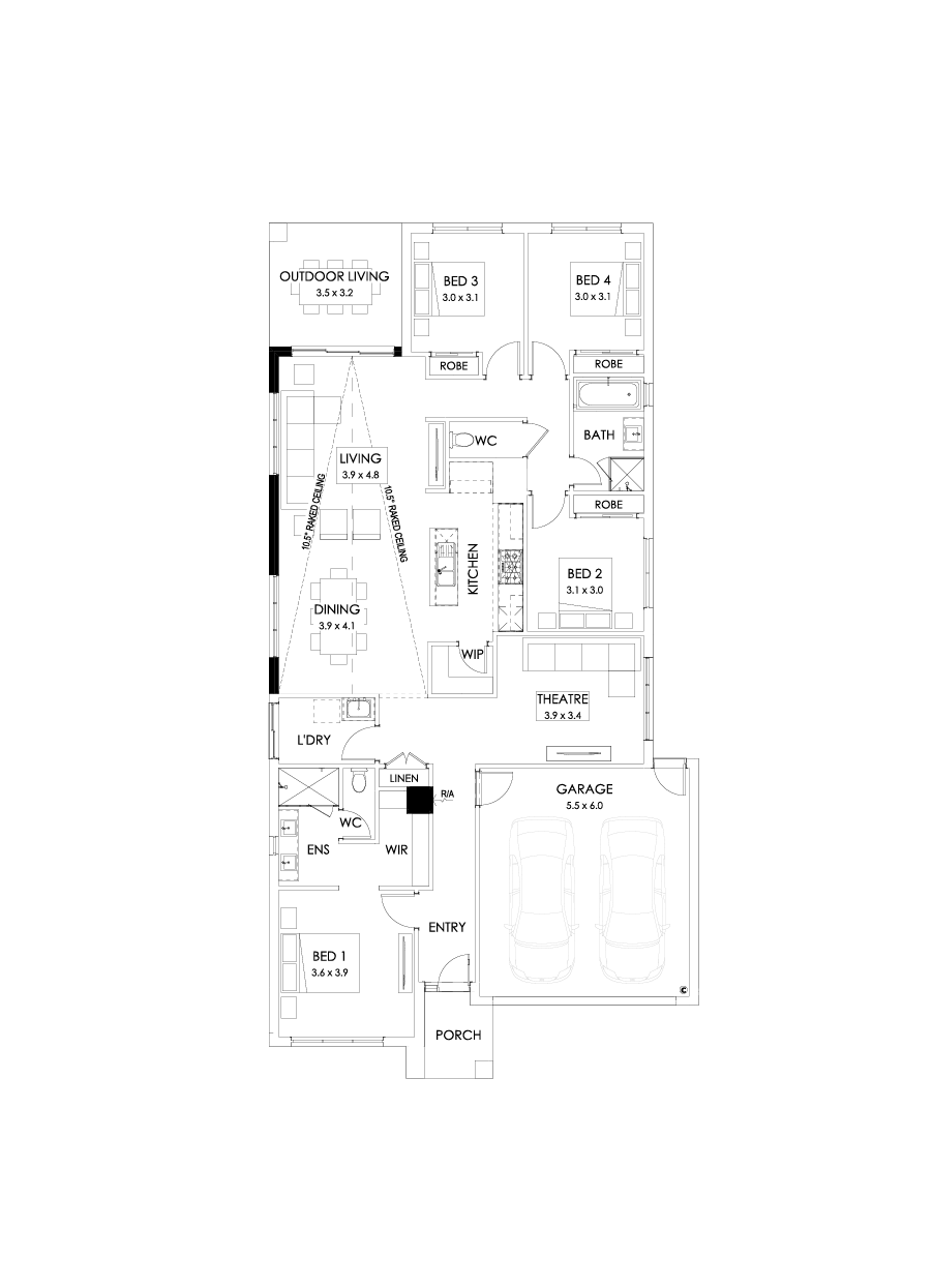 24  Floor Floorplan (Raked ceiling 10.5 deg - Flipped)