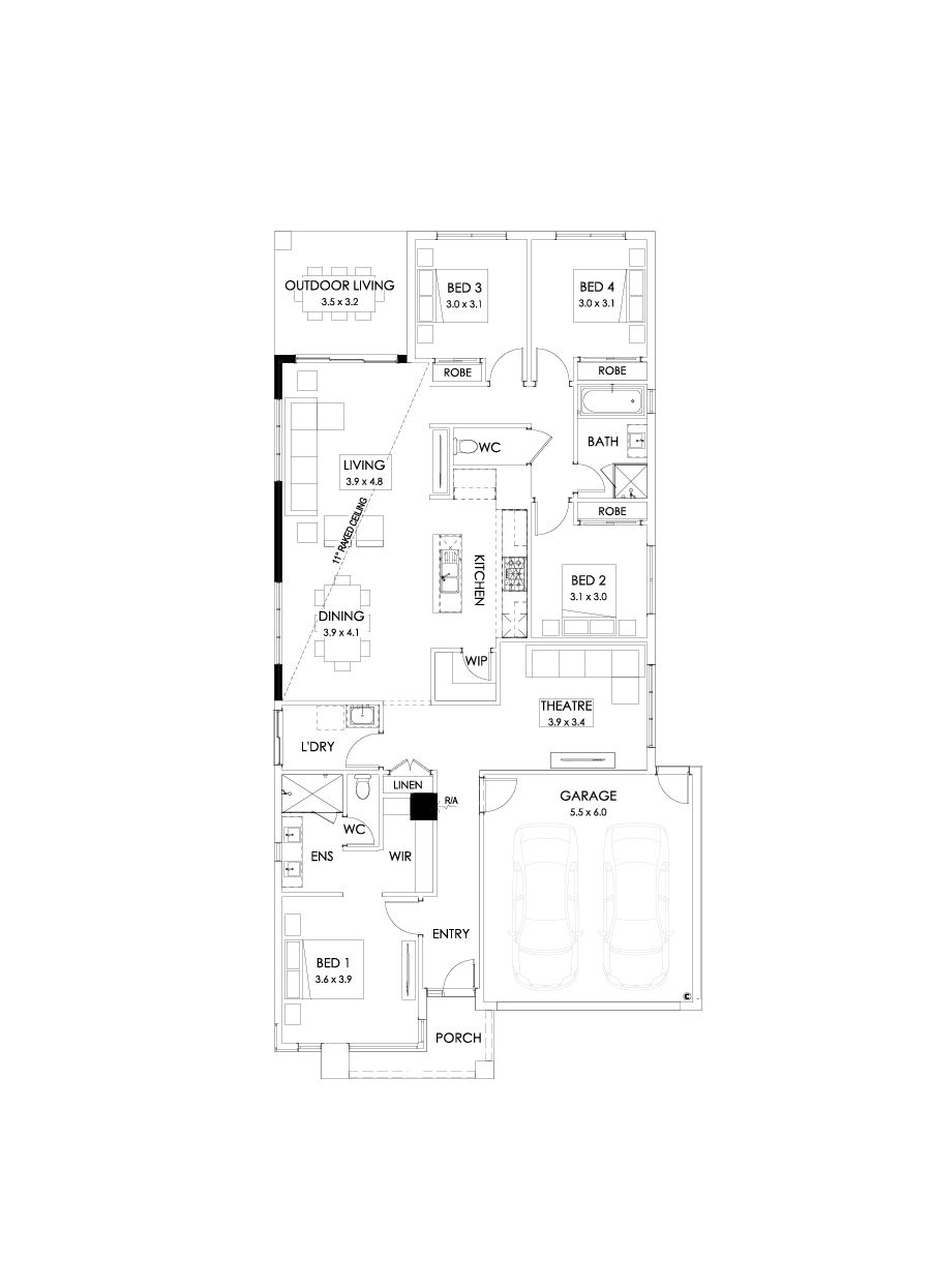 24  Floor Floorplan (Skillion raked ceiling - Flipped)
