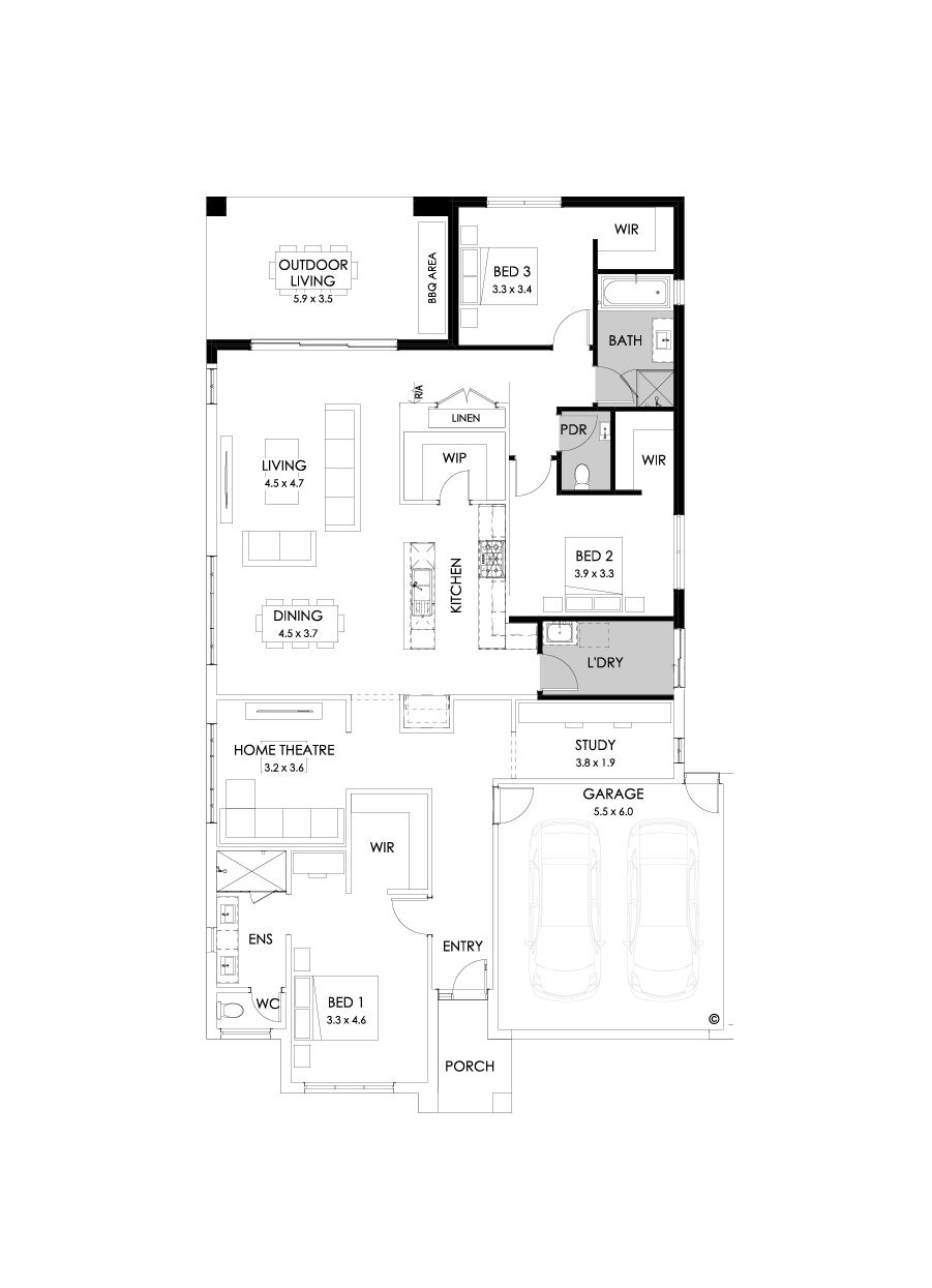 27  Floor Floorplan (3 bedrooms - Flipped)