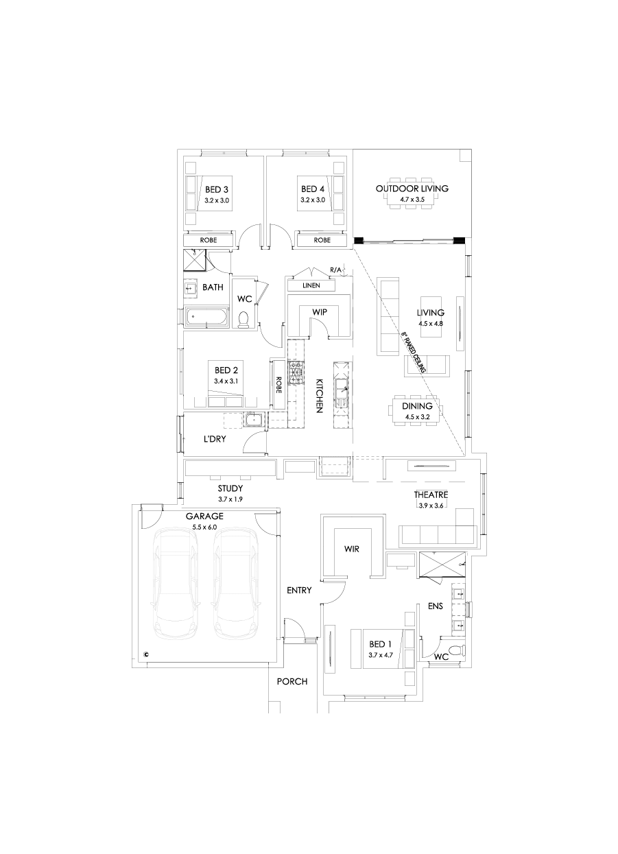28  Floor Floorplan (Skillion raked ceiling)