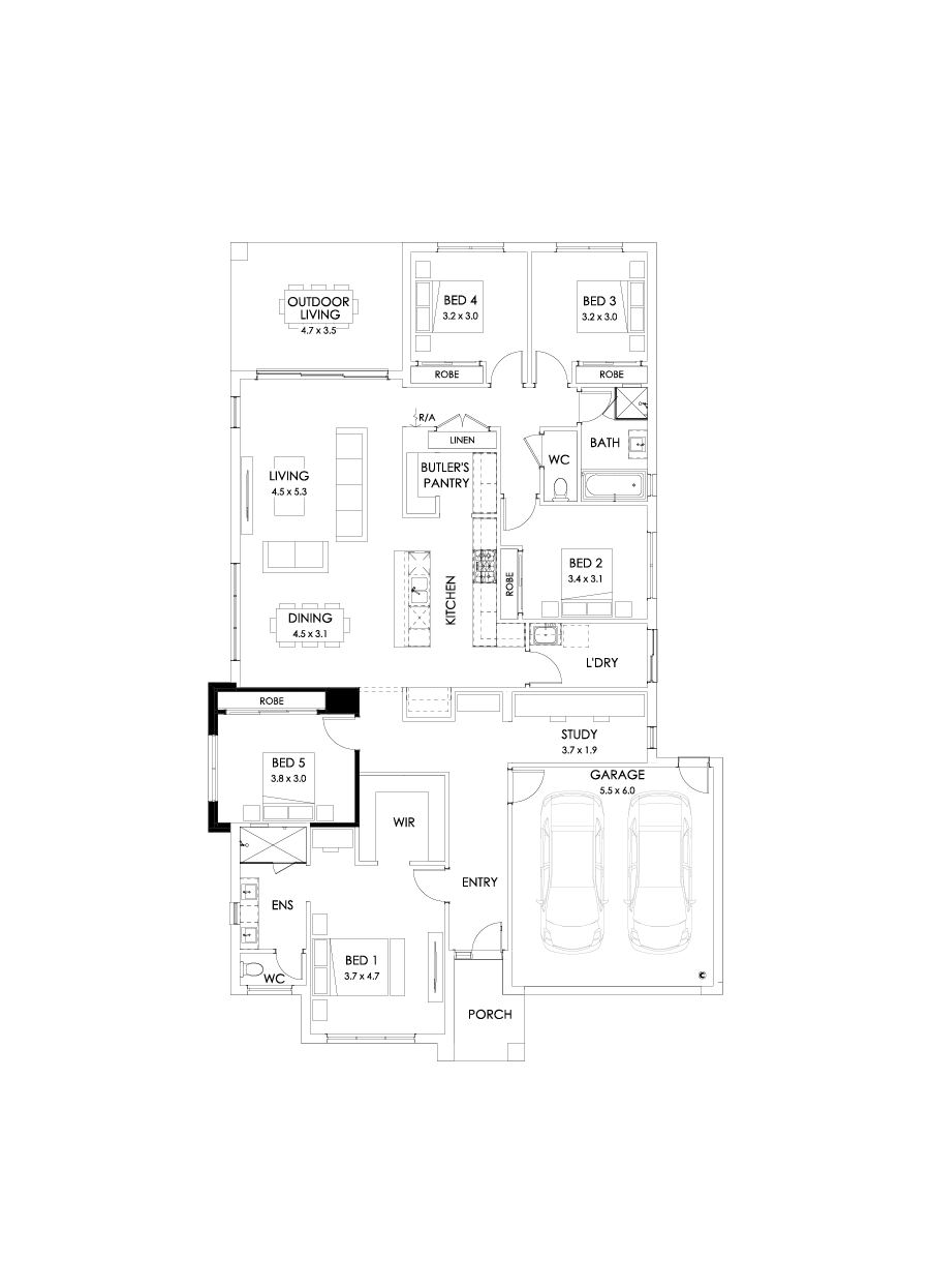 28  Floor Floorplan (5th bedroom - Flipped)