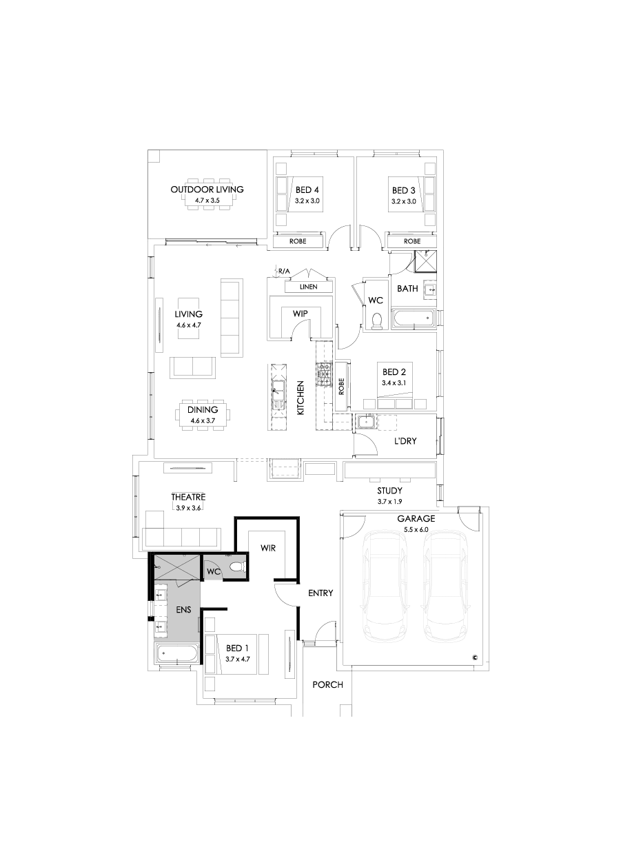 28  Floor Floorplan (Bath to ensuite - Flipped)