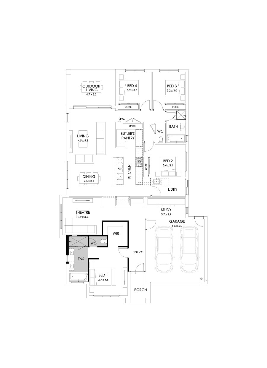 28  Floor Floorplan (Bath to ensuite - Flipped)