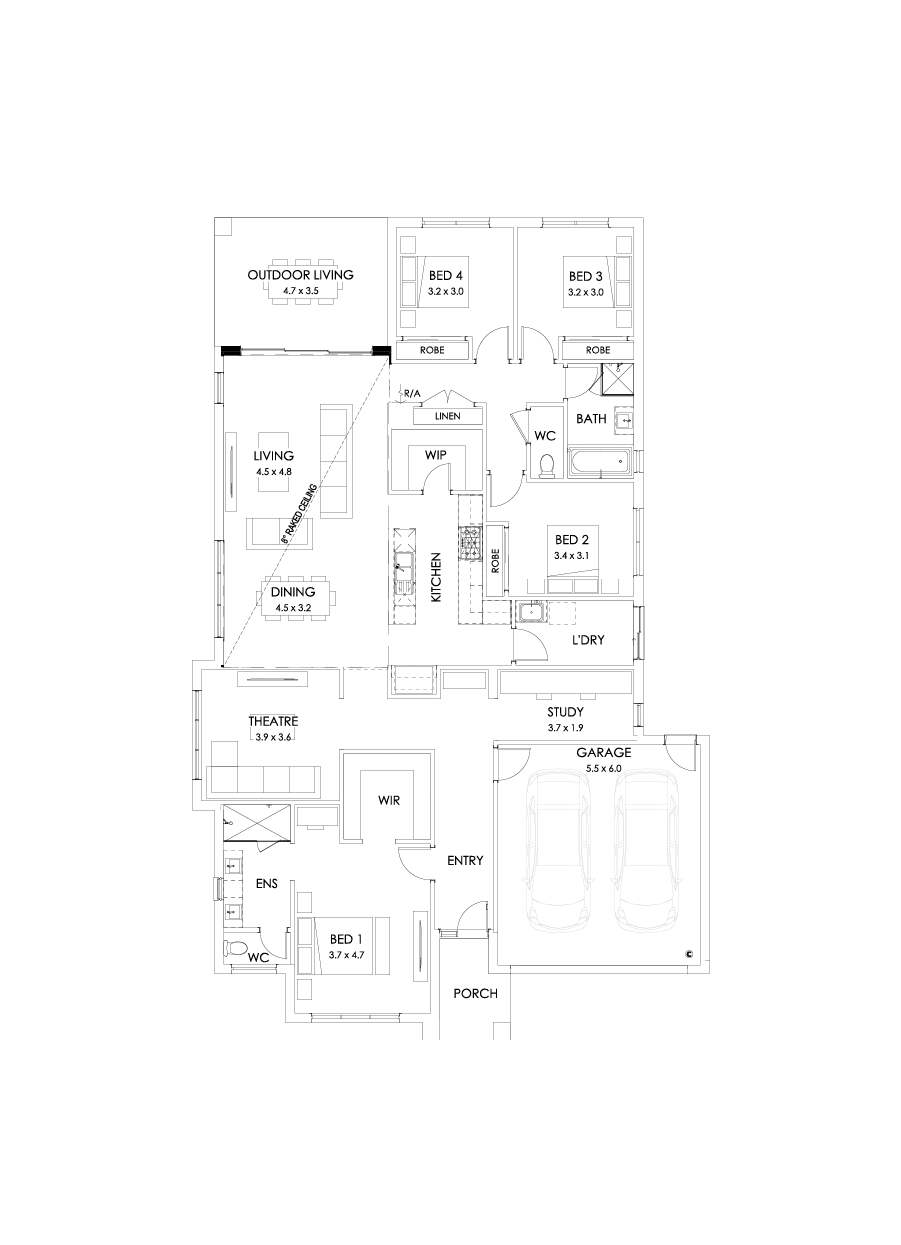 28  Floor Floorplan (Skillion raked ceiling - Flipped)