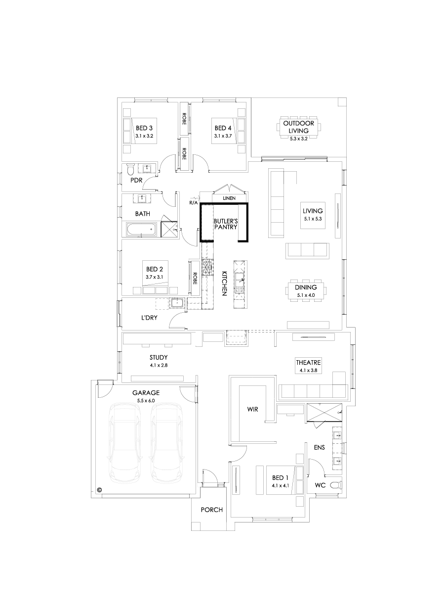 32  Floor Floorplan (Butler's pantry - Included)