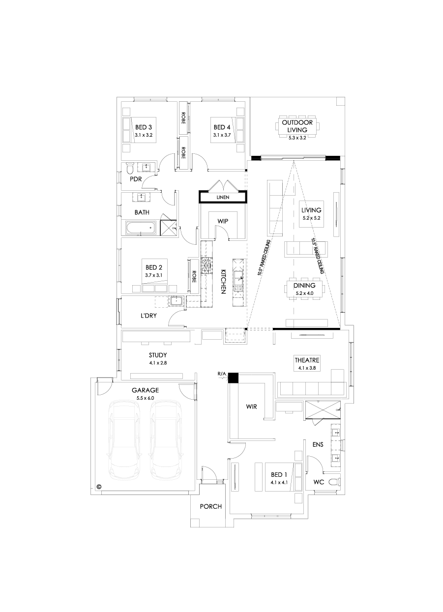 32  Floor Floorplan (Raked ceiling 10.5 deg)