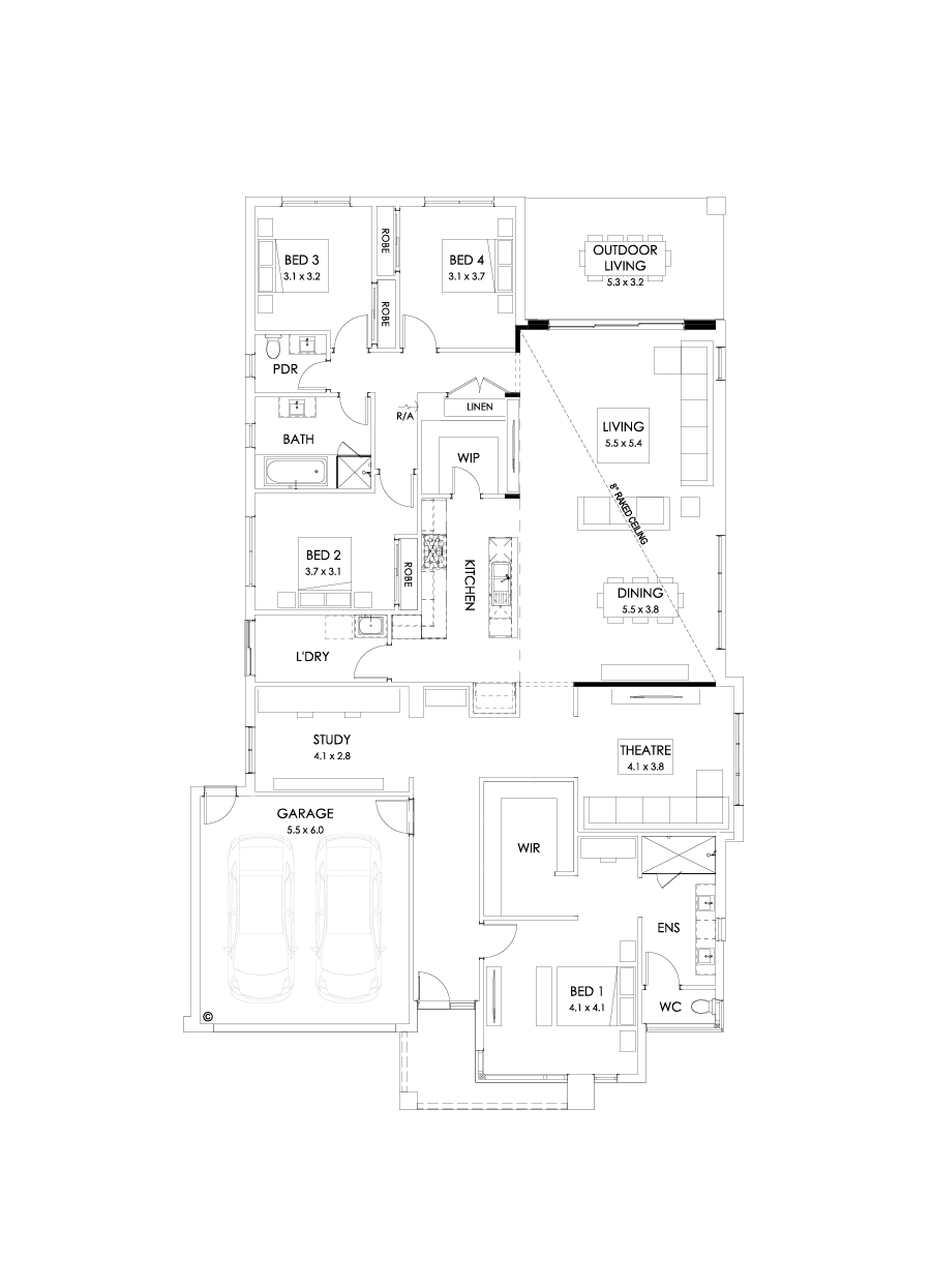 32  Floor Floorplan (Skillion raked ceiling)