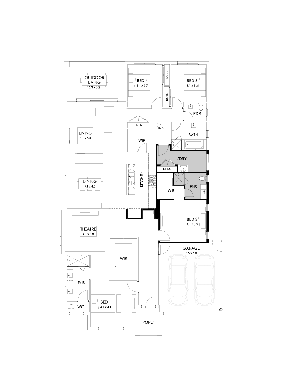32  Floor Floorplan (Additional ensuite - Flipped)