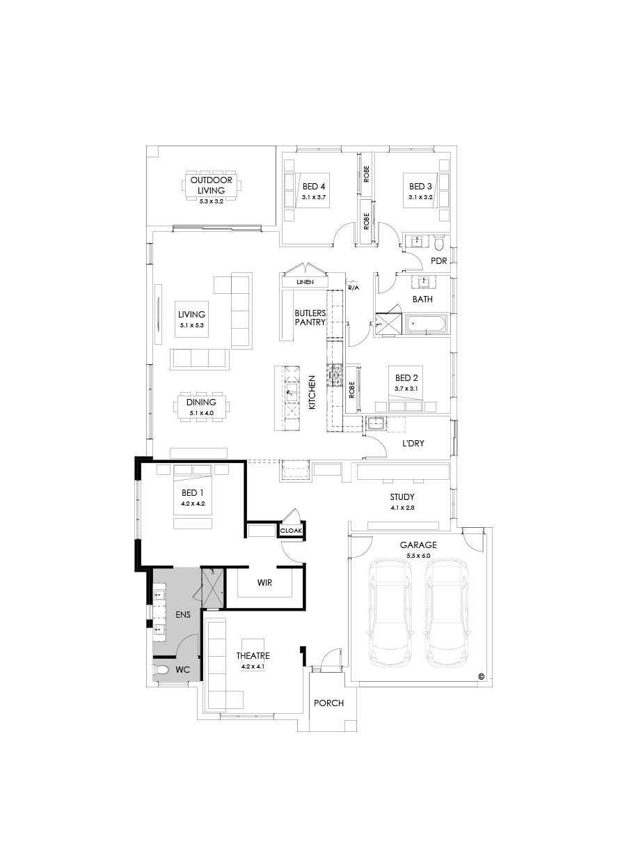 32  Floor Floorplan (Alternate theatre - Flipped)