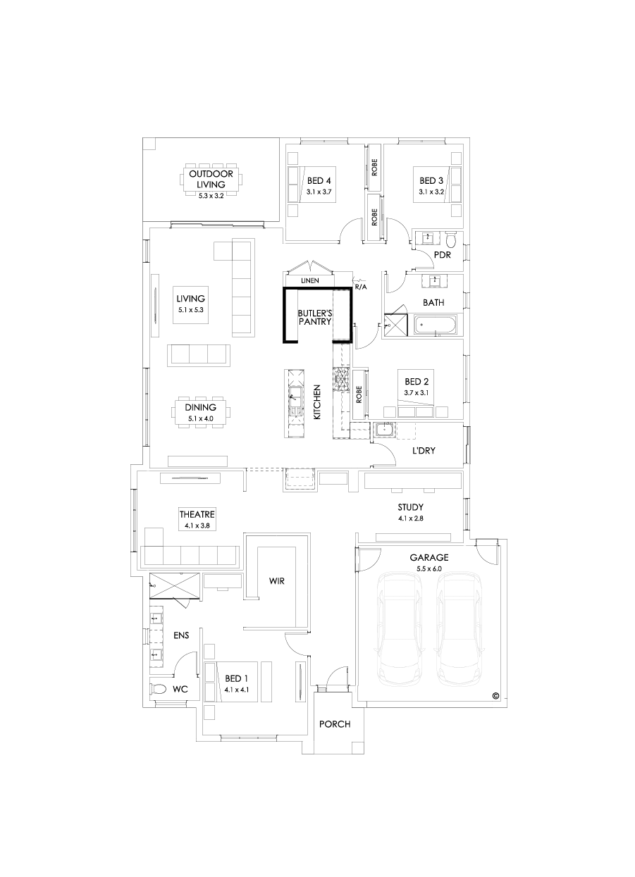 32  Floor Floorplan (Butler's pantry - Included - Flipped)