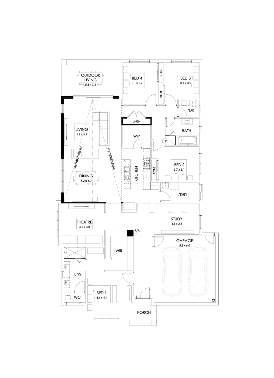 32  Floor Floorplan (Raked ceiling 10.5 deg - Flipped)