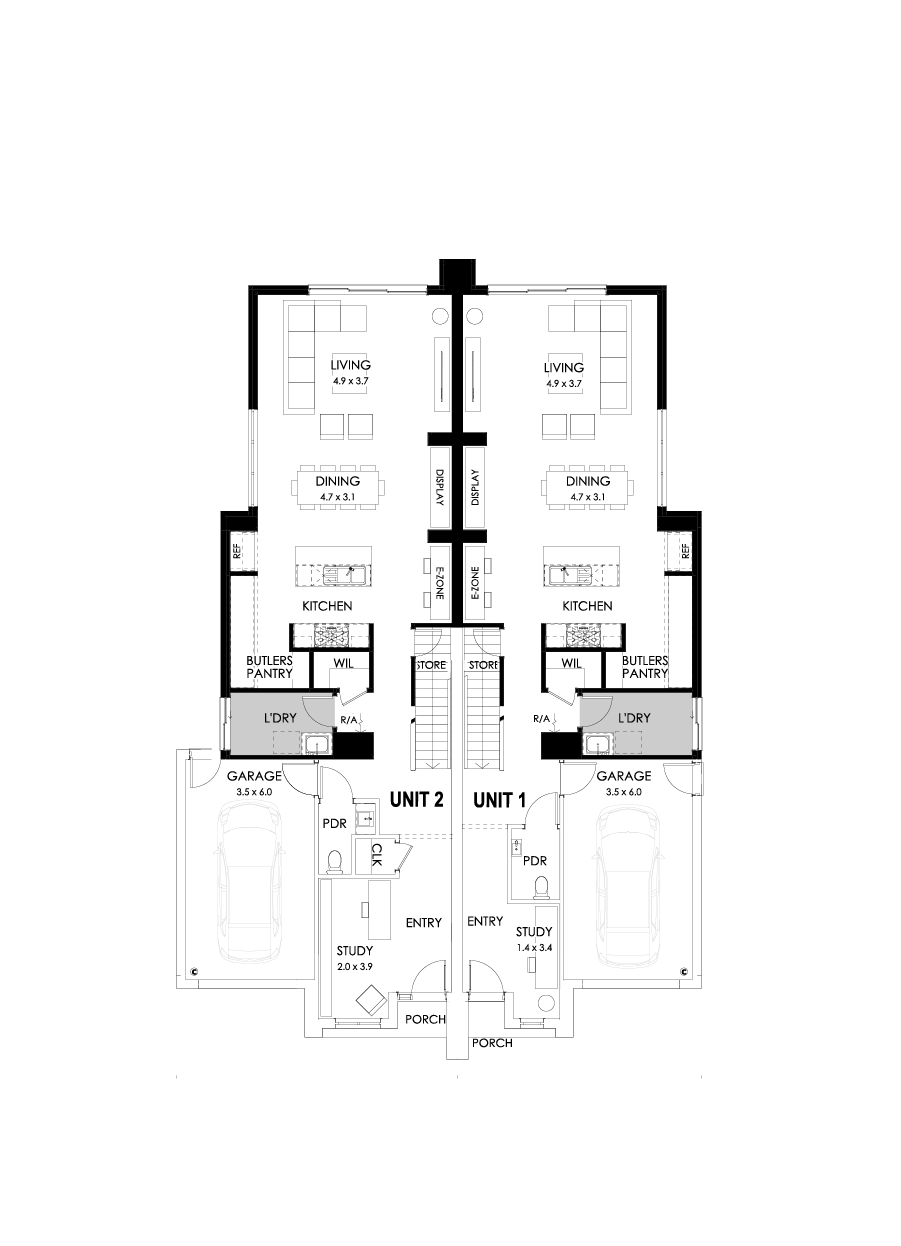 23 & 22 Ground Floor Floorplan (Alternate kitchen)