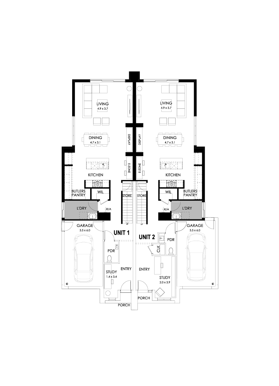 23 & 22 Ground Floor Floorplan (Alternate kitchen)