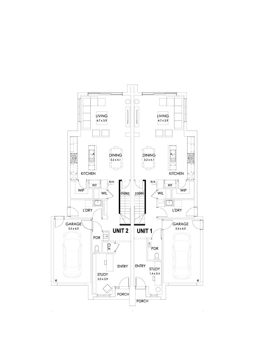 23 & 22 Ground Floor Floorplan (Alternate staircase)