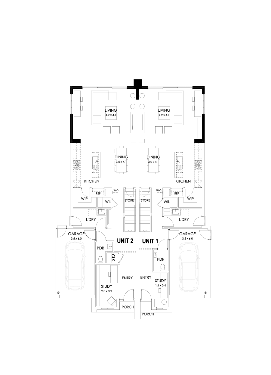 23 & 22 Ground Floor Floorplan (Larger living)